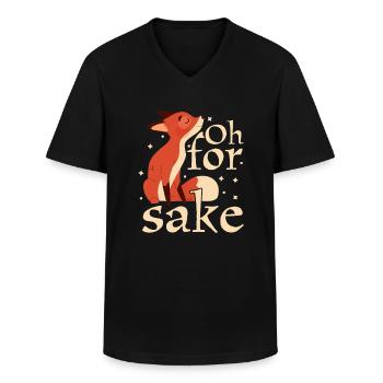 Oh For Fox Sake Humour Blague - T-shirt col V Homme - noir - Devant - AI Model Male 178 dark (178cm)