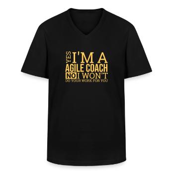 « Agile Coach Work | Agile » - T-shirt col V Homme - noir - Devant - AI Model Male 178 dark (178cm)