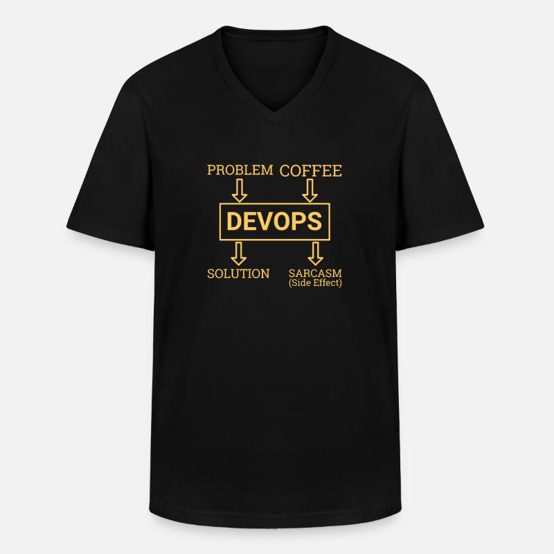"| sarkazmu DevOps Rozwój oprogramowania" - Klasyczna koszulka męska z dekoltem w serek - czarny