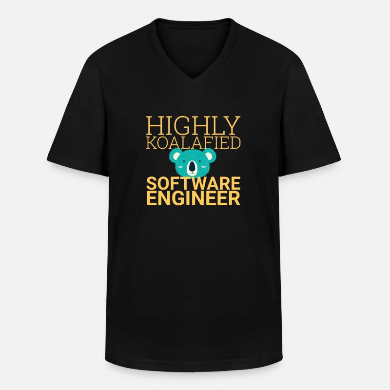 "Software Engineer Koalafied | Programming" - Men's V-Neck T-Shirt - black