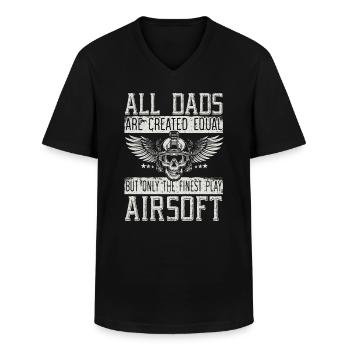 Only The Finest Play Airsoft Dad Best Daddy Ever - Men's V-Neck T-Shirt - black - Front - AI Model Male 178 dark (178cm)