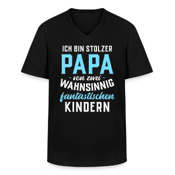 Ich bin stolzer Papa von 2 fantastischen Kindern - Männer-T-Shirt mit V-Ausschnitt - Schwarz - Vorne - AI Model Male 178 dark (178cm)
