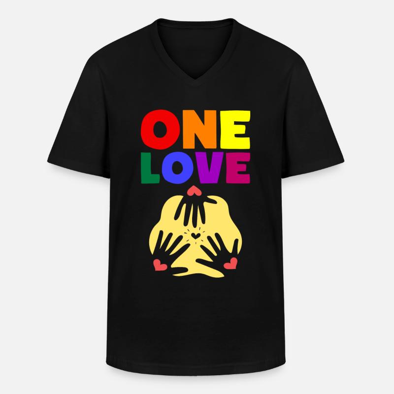 One Love - Männer-T-Shirt mit V-Ausschnitt - Schwarz