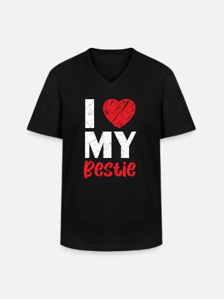 I Love My Bestie Best Friend Friendship BFF Squad - Men's V-Neck T-Shirt - black