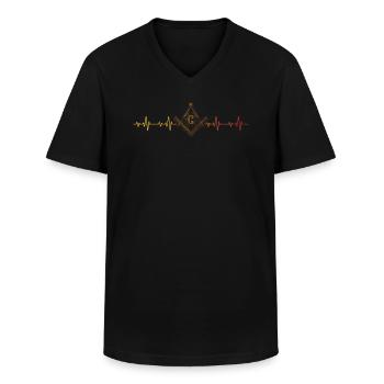 Franc-maçon Fraternel Franc-maçonnerie Square Compass - T-shirt col V Homme - noir - Devant - AI Model Male 178 dark (178cm)