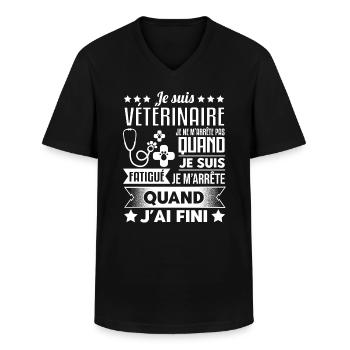Vétérinaire Idée Cadeau Véto Humour - T-shirt col V Homme - noir - Devant - AI Model Male 178 dark (178cm)
