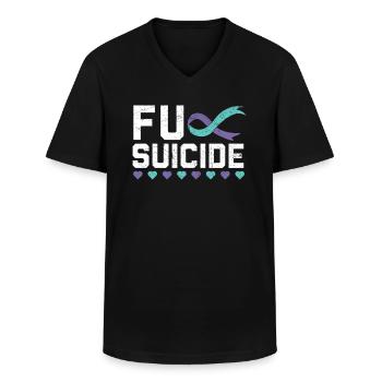 Sensibilisation à la prévention du suicide Santé mentale - T-shirt col V Homme - noir - Devant - AI Model Male 178 dark (178cm)