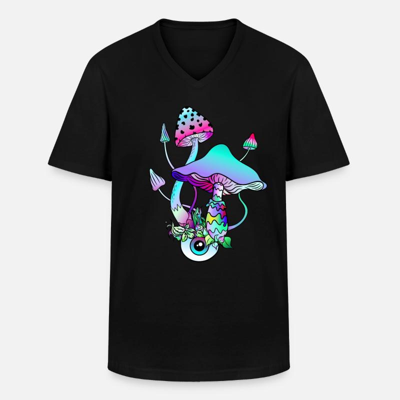 Magic Mushrooms Psychedelic Art - Männer-T-Shirt mit V-Ausschnitt - Schwarz