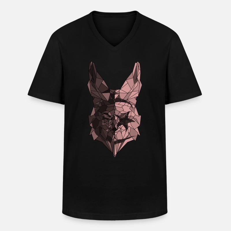 Fennec Polygonflagge von Algerien - Männer-T-Shirt mit V-Ausschnitt - Schwarz