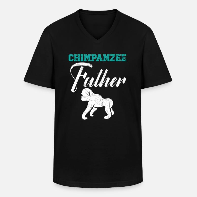Schimpanse Vater Affe Tier Tierpfleger - Männer-T-Shirt mit V-Ausschnitt - Schwarz