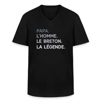 Papa Breton L'Homme La Légende Cadeau Breizh - T-shirt col V Homme - noir - Devant - AI Model Male 178 dark (178cm)