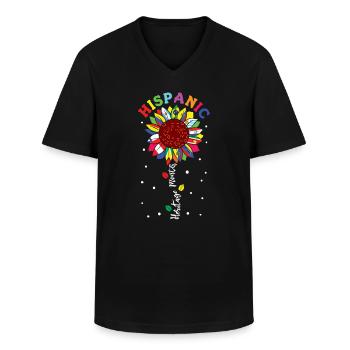 Drapeaux de tournesol Mois du patrimoine hispanique - T-shirt col V Homme - noir - Devant - AI Model Male 178 dark (178cm)