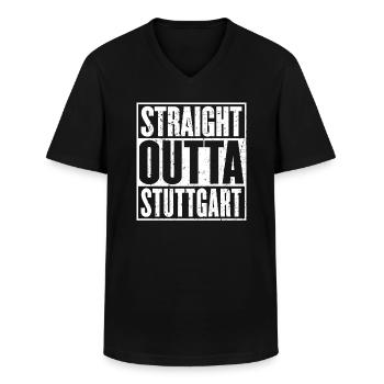 Straight Outta Stuttgart Jahrgang - Männer-T-Shirt mit V-Ausschnitt - Schwarz - Vorne - AI Model Male 178 dark (178cm)