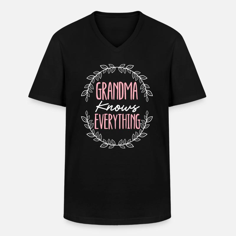 Oma weiß alles Großmutter Großmutter - Männer-T-Shirt mit V-Ausschnitt - Schwarz