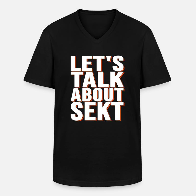 let's talkabout sekt - Männer-T-Shirt mit V-Ausschnitt - Schwarz
