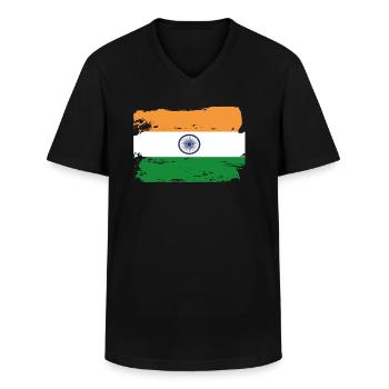 Offizielle indische Flagge Indian Country Pride Vintage - Männer-T-Shirt mit V-Ausschnitt - Schwarz - Vorne - AI Model Male 178 dark (178cm)
