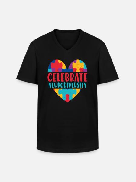 Celebrate Neurodiversity Neurodiversity Quotes - Men's V-Neck T-Shirt - black