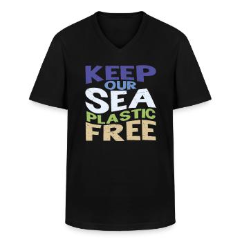 Halten Sie unser Meer plastikfrei - Männer-T-Shirt mit V-Ausschnitt - Schwarz - Vorne - AI Model Male 178 dark (178cm)