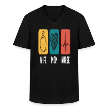Ehefrau Mutter Krankenschwester Ermächtigung Zitate - Männer-T-Shirt mit V-Ausschnitt - Schwarz - Vorne - AI Model Male 178 dark (178cm)