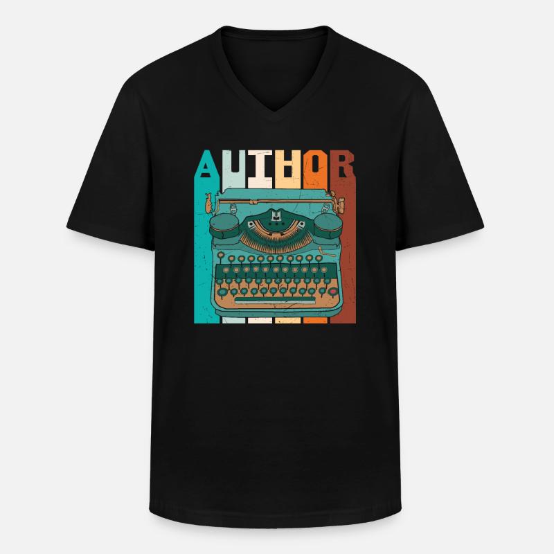 Autor Retro - Männer-T-Shirt mit V-Ausschnitt - Schwarz