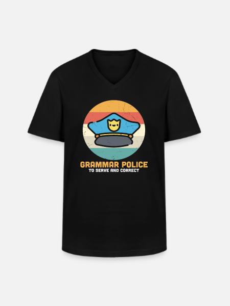 Grammatikpoliti til at tjene og rette sjove citater - Klassisk herre T-shirt med V-udskæring - sort