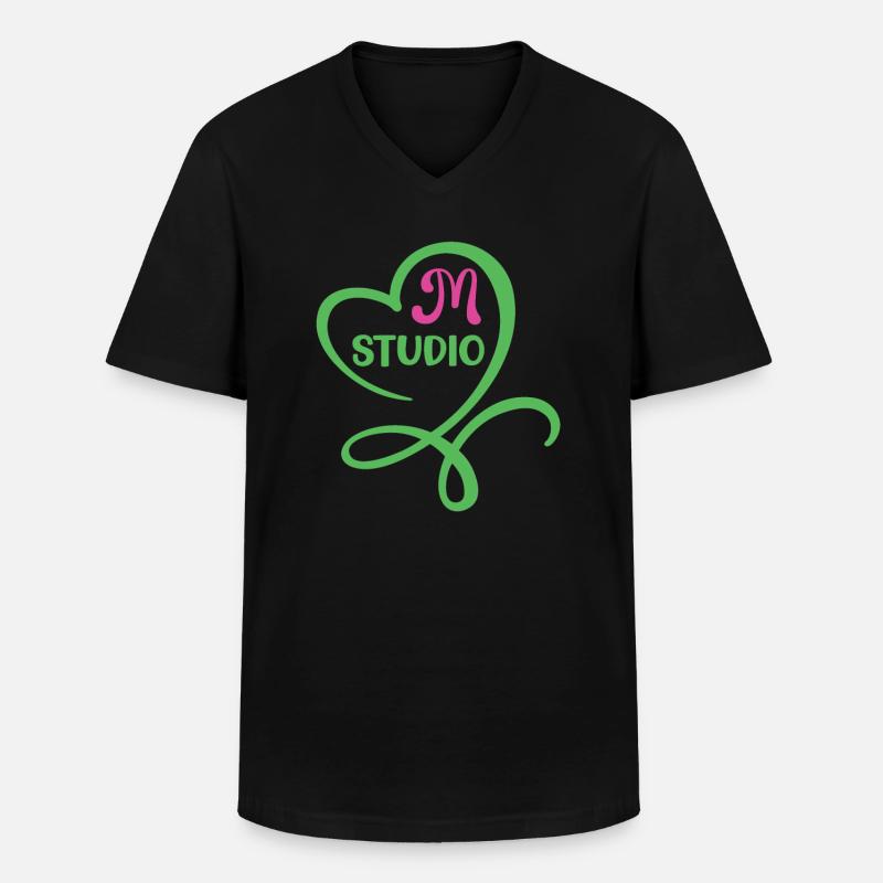 Mstudio - T-shirt col V Homme - noir