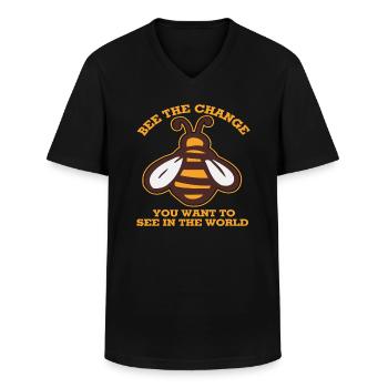 Bee Le changement que vous voulez voir dans le monde - T-shirt col V Homme - noir - Devant - AI Model Male 178 dark (178cm)