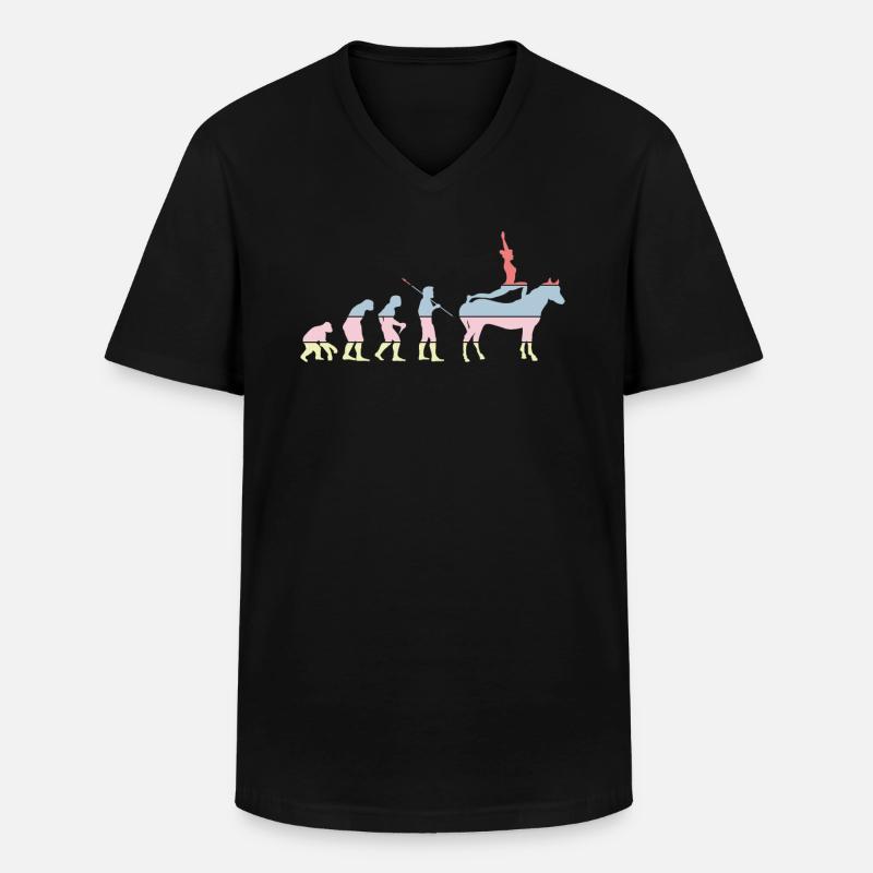 Pferdevoltigieren Evolution Reiten Reiten - Männer-T-Shirt mit V-Ausschnitt - Schwarz