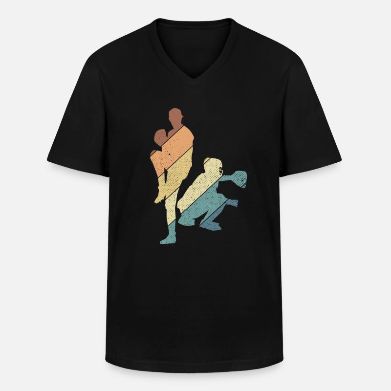 Baseball - Männer-T-Shirt mit V-Ausschnitt - Schwarz