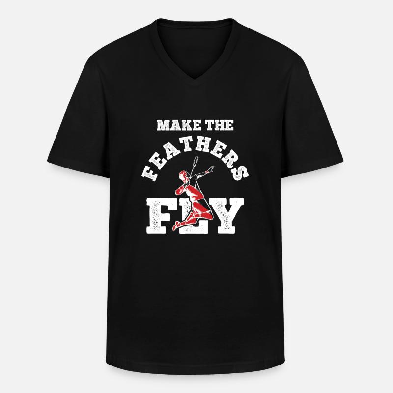 Badminton - Männer-T-Shirt mit V-Ausschnitt - Schwarz