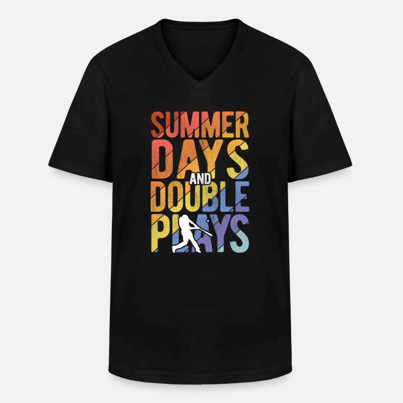 Baseball - Männer-T-Shirt mit V-Ausschnitt - Schwarz