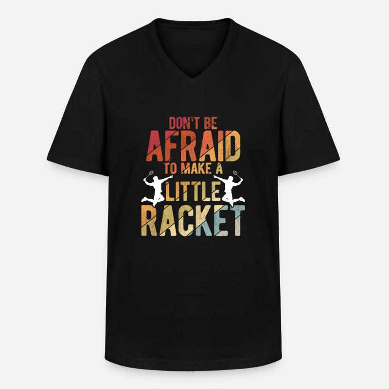 Badminton - Männer-T-Shirt mit V-Ausschnitt - Schwarz