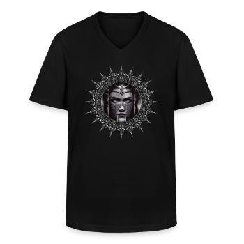 Shield Maiden Viking Warrior Middle Ages Freya - Men's V-Neck T-Shirt - black - Front - AI Model Male 178 dark (178cm)