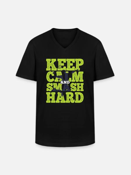 Badminton - Männer-T-Shirt mit V-Ausschnitt - Schwarz