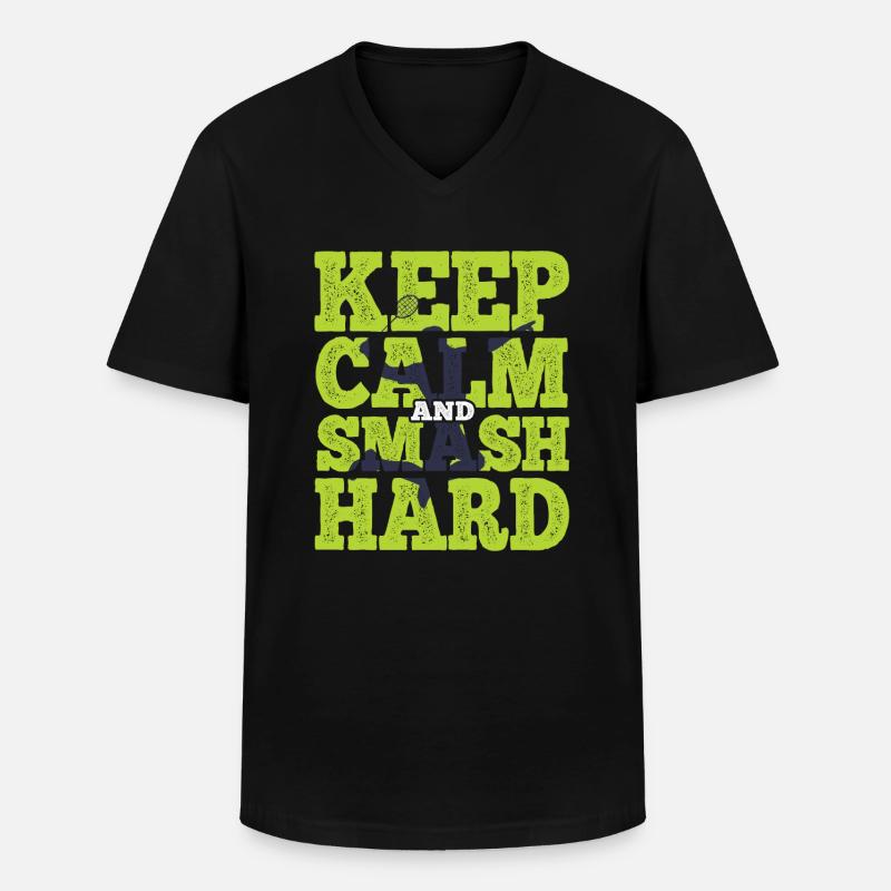 Badminton - Männer-T-Shirt mit V-Ausschnitt - Schwarz