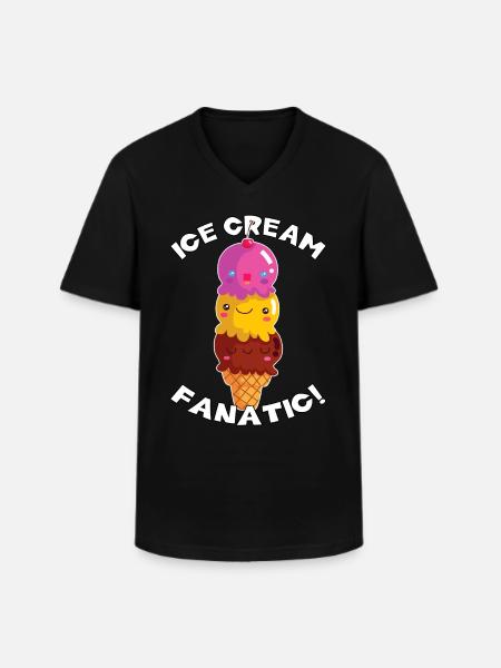Eiscreme-Fanatiker! - Männer-T-Shirt mit V-Ausschnitt - Schwarz