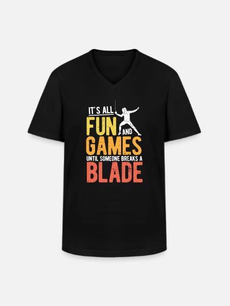 Fechten - Männer-T-Shirt mit V-Ausschnitt - Schwarz