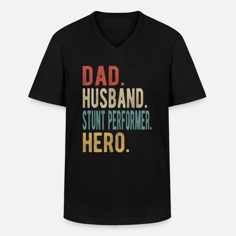 Stuntman Papa Ehemann Held - Männer-T-Shirt mit V-Ausschnitt - Schwarz