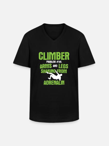 Klettern Bouldern - Männer-T-Shirt mit V-Ausschnitt - Schwarz