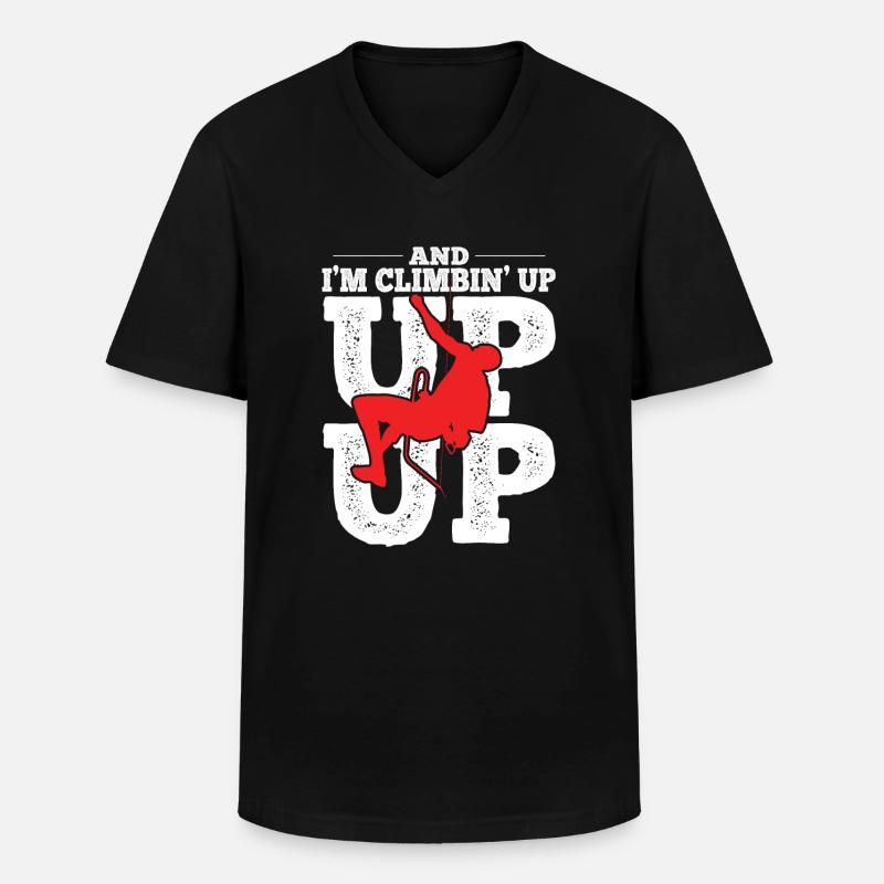 Klettern Bouldern - Männer-T-Shirt mit V-Ausschnitt - Schwarz