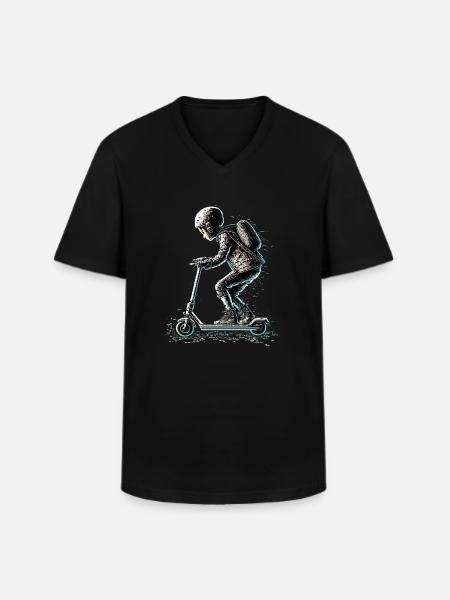 Stuntscooter in ASCII style - Men's V-Neck T-Shirt - black