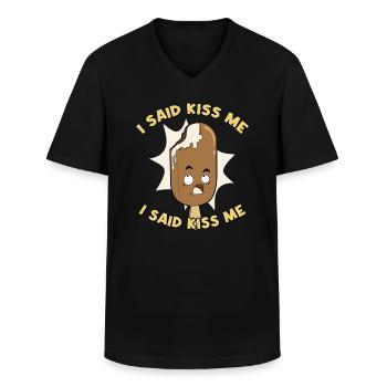 Schoko Eis I Said Kiss Me Schokoladeneis - Männer-T-Shirt mit V-Ausschnitt - Schwarz - Vorne - AI Model Male 178 dark (178cm)