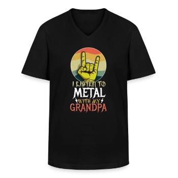 Metal mit Opa Metal Kid Music Lover Rocker - Männer-T-Shirt mit V-Ausschnitt - Schwarz - Vorne - AI Model Male 178 dark (178cm)