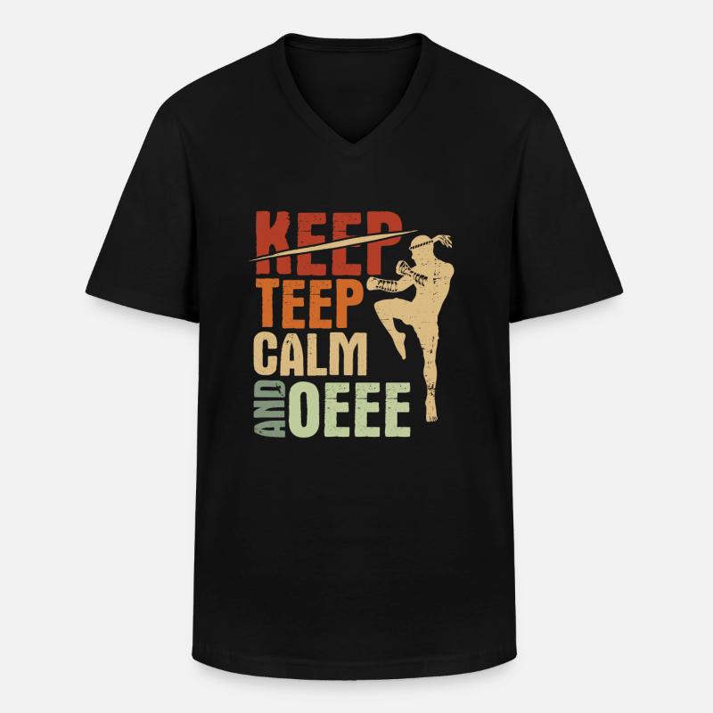 Thaiboxen Muay Thai - Männer-T-Shirt mit V-Ausschnitt - Schwarz