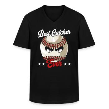 Bester Catcher aller Zeiten Baseballspieler Baseballtrainer - Männer-T-Shirt mit V-Ausschnitt - Schwarz - Vorne - AI Model Male 178 dark (178cm)