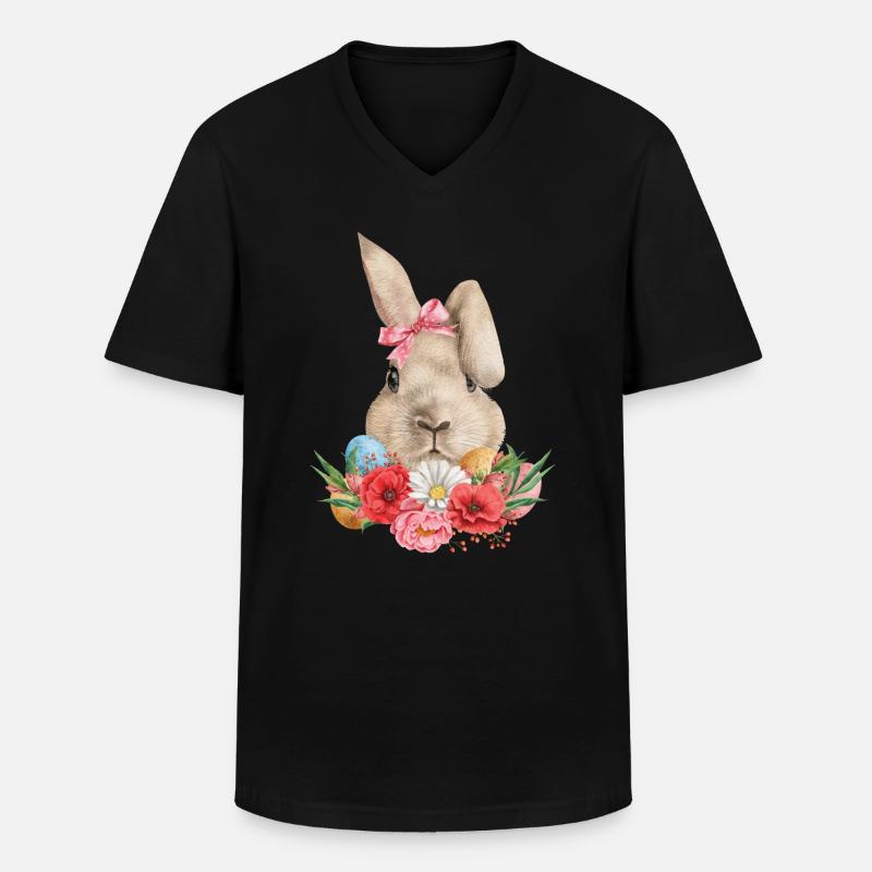 Osterhasenblumen Und -eier - Männer-T-Shirt mit V-Ausschnitt - Schwarz