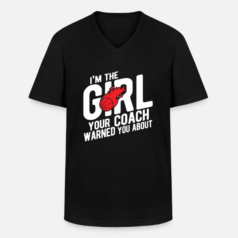 Basketball - Männer-T-Shirt mit V-Ausschnitt - Schwarz