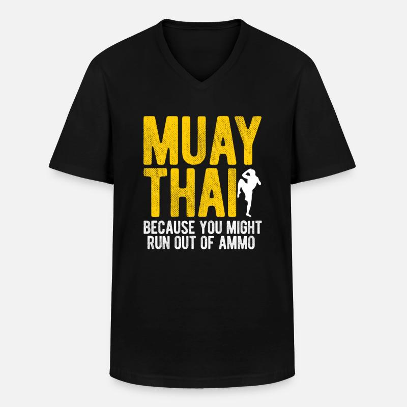 Thaiboxen Muay Thai - Männer-T-Shirt mit V-Ausschnitt - Schwarz
