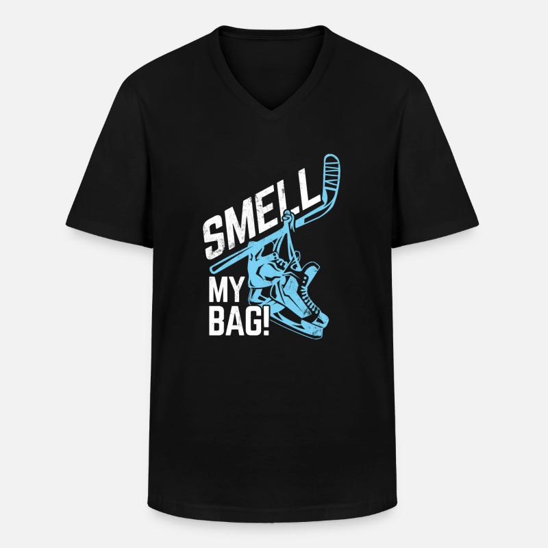 Eishockey - Männer-T-Shirt mit V-Ausschnitt - Schwarz