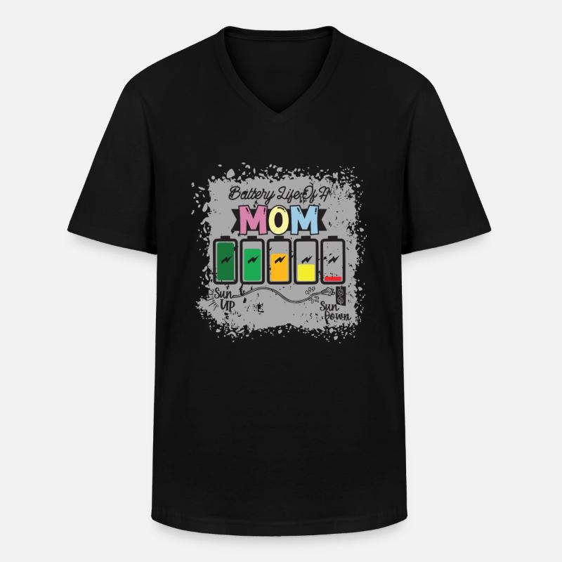 Batterielebensdauer Einer Mutter - Männer-T-Shirt mit V-Ausschnitt - Schwarz
